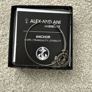 Alex and Ani Antique Silver Anchor Bangle with Charm Cluster